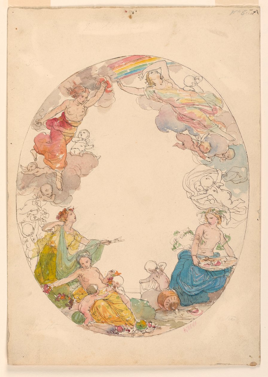 Kresba, stropní malba, "Živly", asi 1870 od Unknown artistUnknown artist