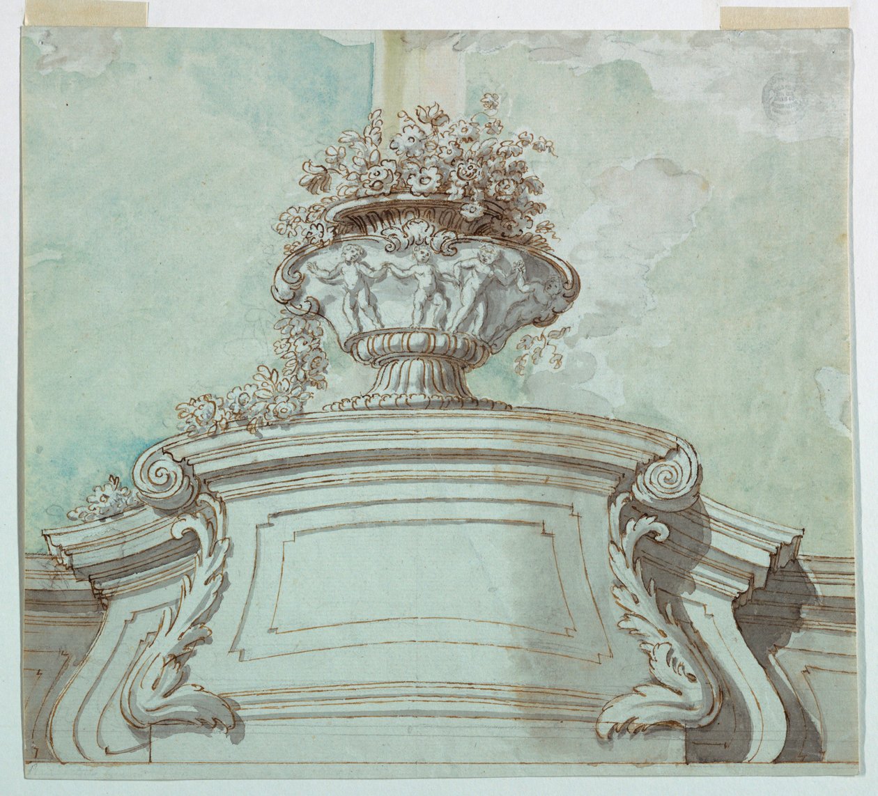 Kresba, centrální panel pro strop, 1750-1800 od Unknown artistUnknown artist