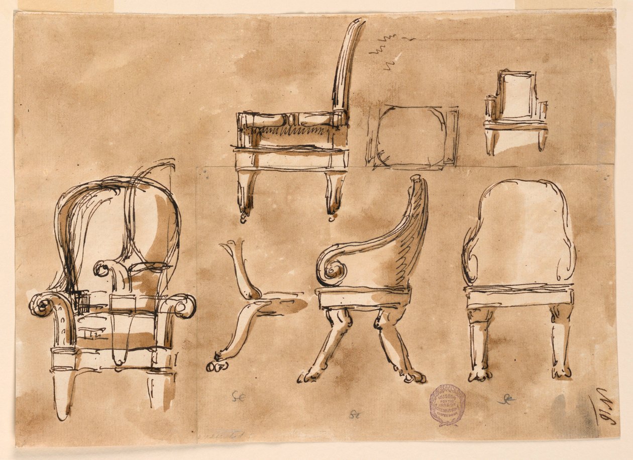 Kresba, Židle, asi 1800 od Unknown artistUnknown artist