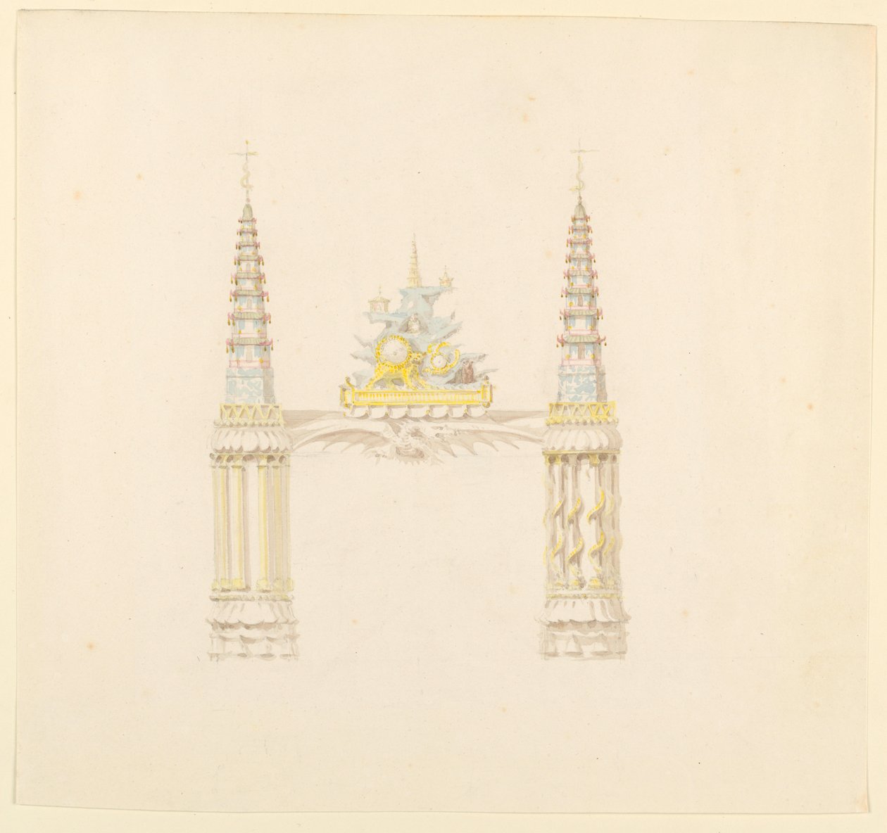 Kresba, komínový nástavec, západní stěna hudebního pokoje, asi 1820 od Unknown artistUnknown artist