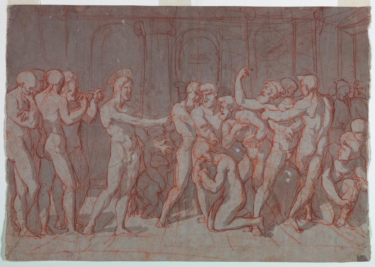 Kresba, Kristus a cizoložná žena, kolem roku 1800 od Unknown artistUnknown artist
