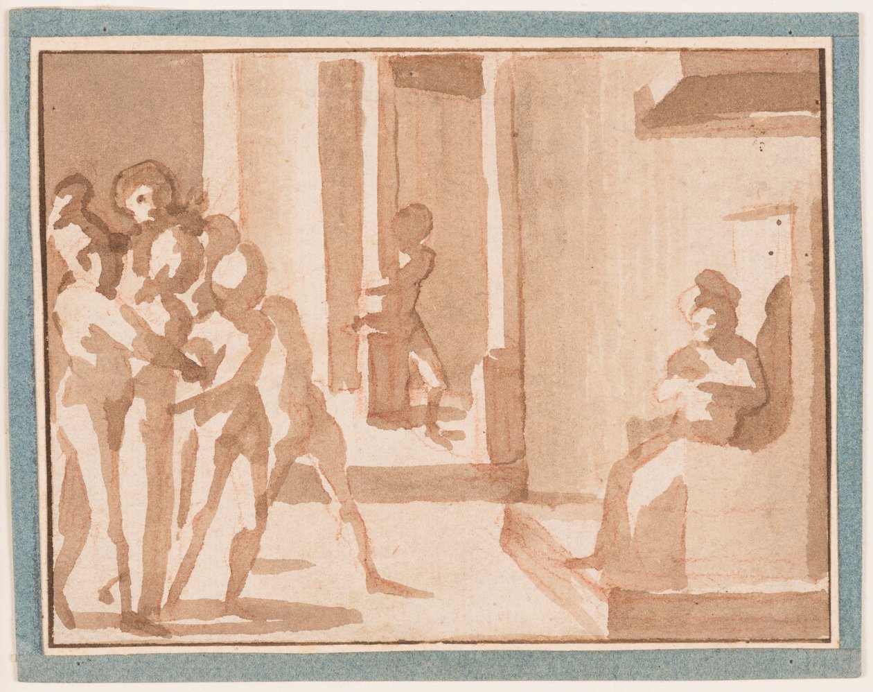 Kresba, Kristus před Kaifášem, 1550-1600 od Unknown artistUnknown artist