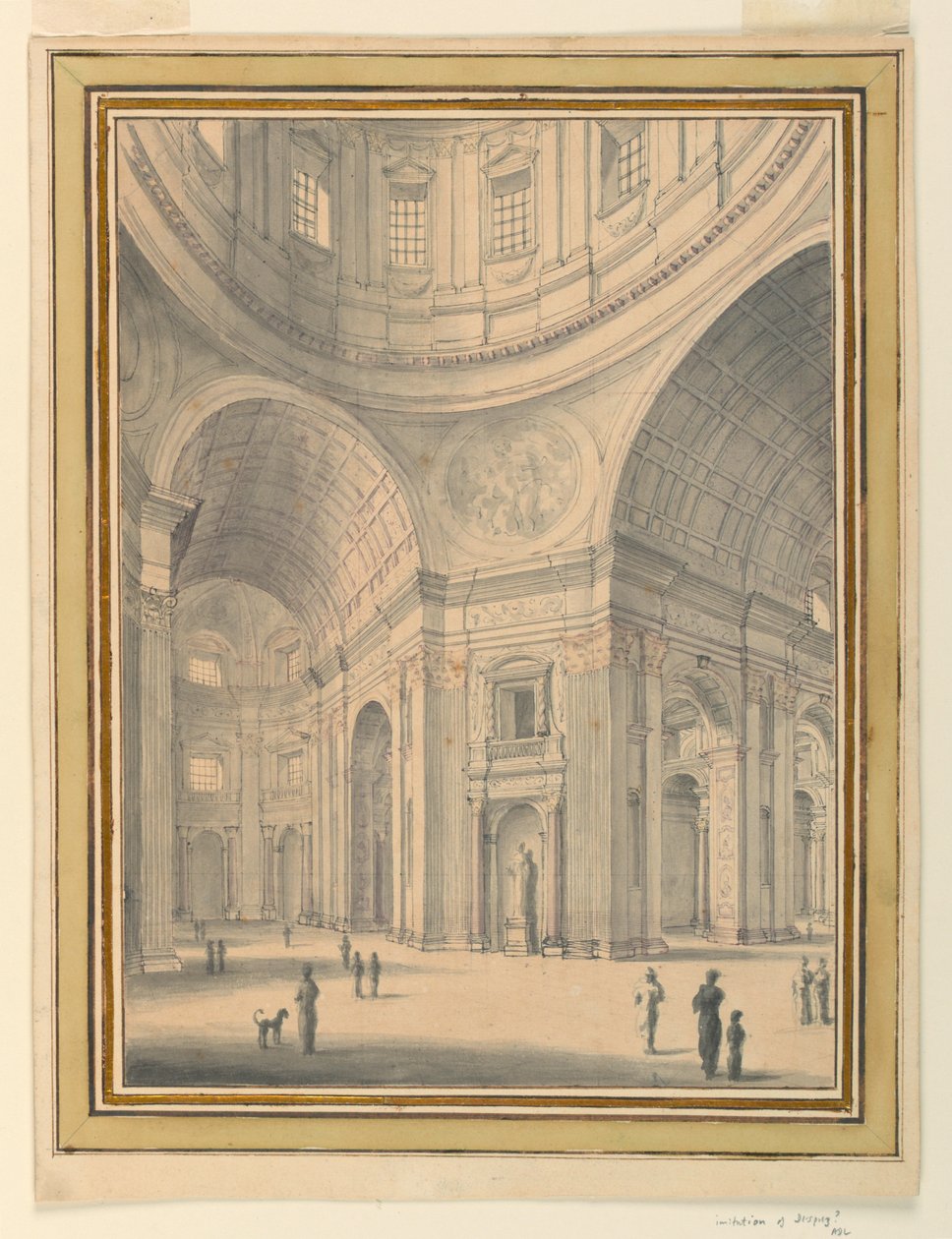 Kresba, interiér kostela, asi 1770 od Unknown artistUnknown artist