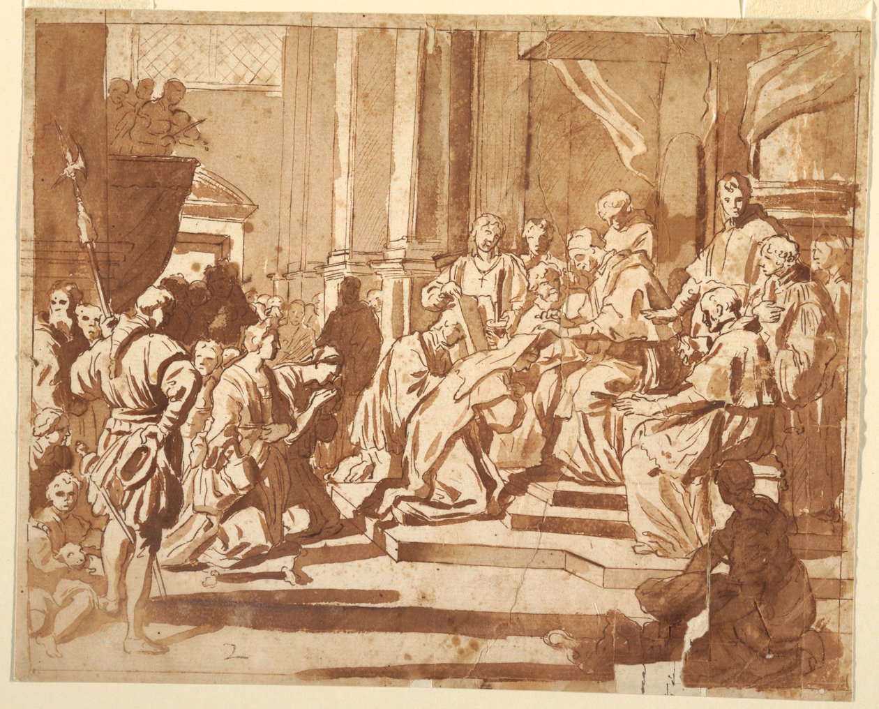 Kresba, Klement XI. obléká svou neteř jako jeptišku, asi 1700 od Unknown artistUnknown artist