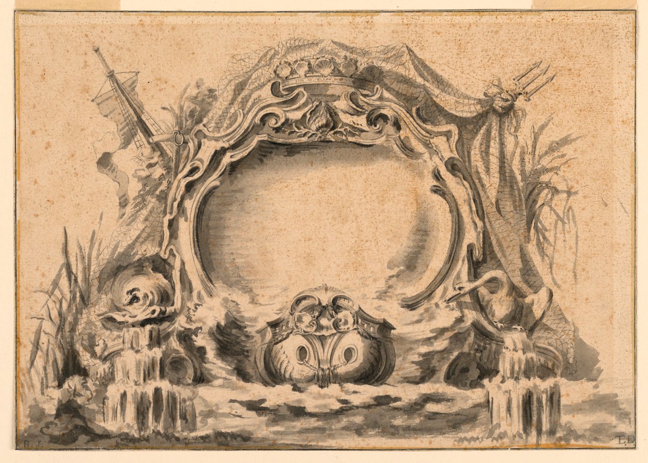 Kresba, Kopie rozety v jedné z publikací o slavnostech, cca 1740 od Unknown artistUnknown artist