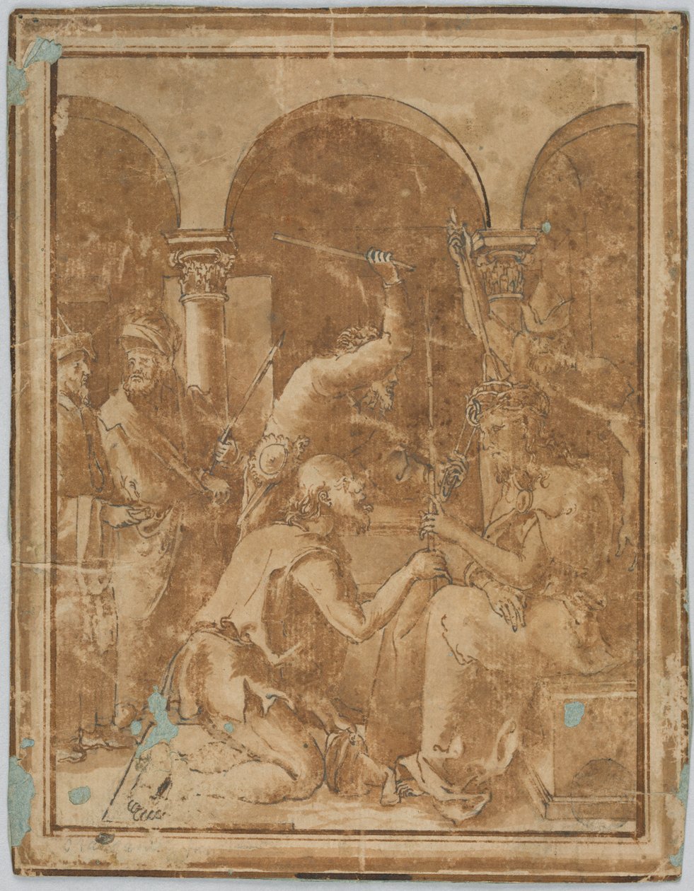 Kresba, kopie Korunování trním v Malých pašijích od Albrechta Dürera, vydaná v roce 1511, 1525-1600 od Unknown artistUnknown artist