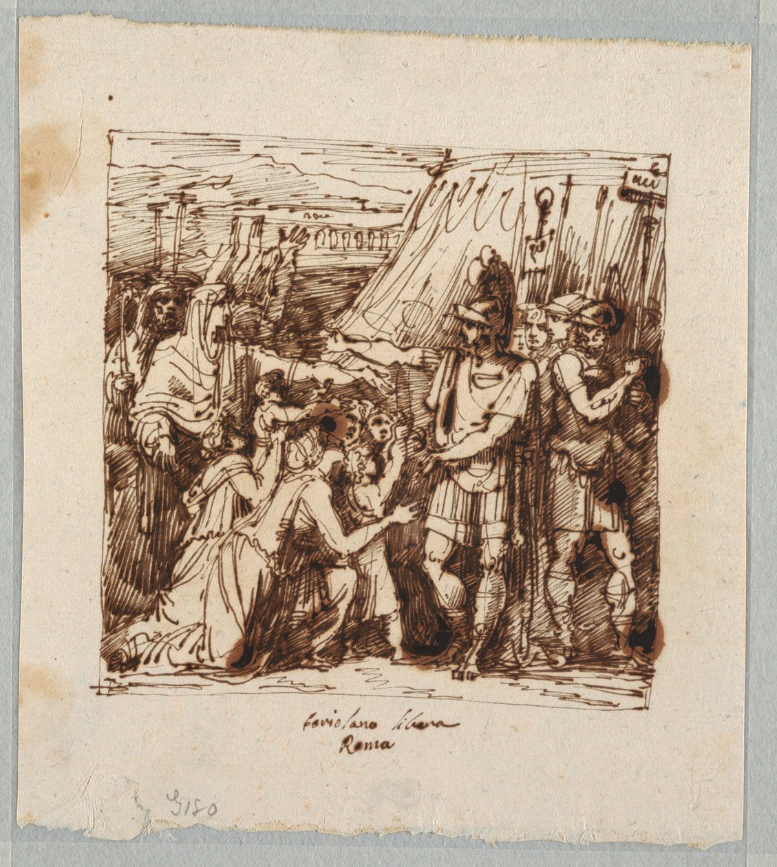 Kresba, Coriolanus souhlasí se zrušením obléhání Říma, konec 19. století od Unknown artistUnknown artist