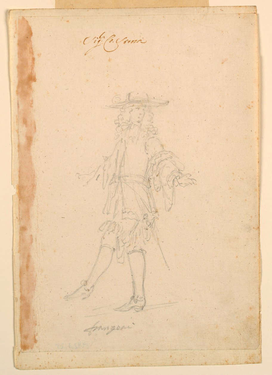Kresba, kostýmní výprava: Francouz pro balet, asi 1790 od Unknown artistUnknown artist