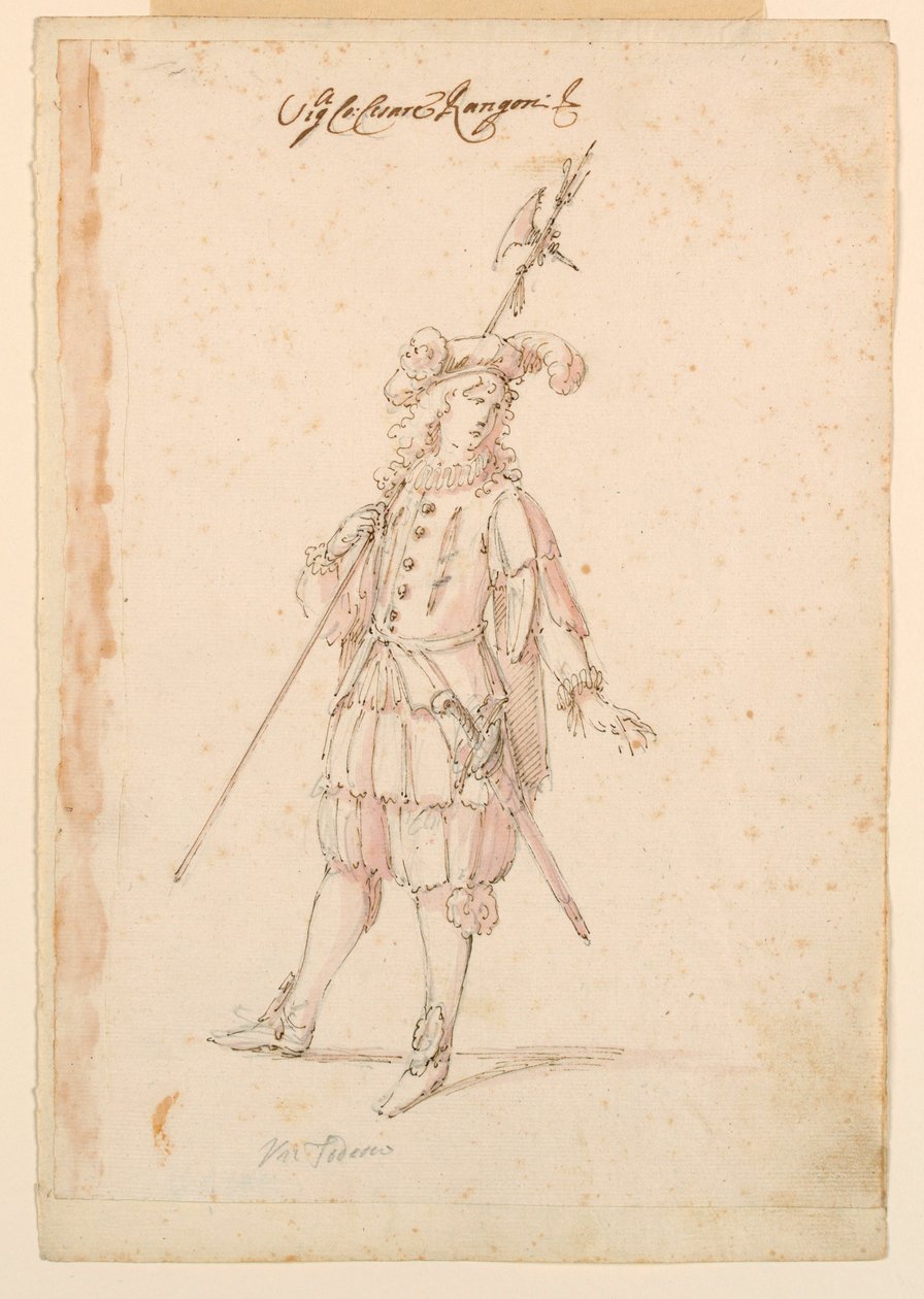 Kresba, kostýmní výprava: Němec pro balet, cca 1720 od Unknown artistUnknown artist
