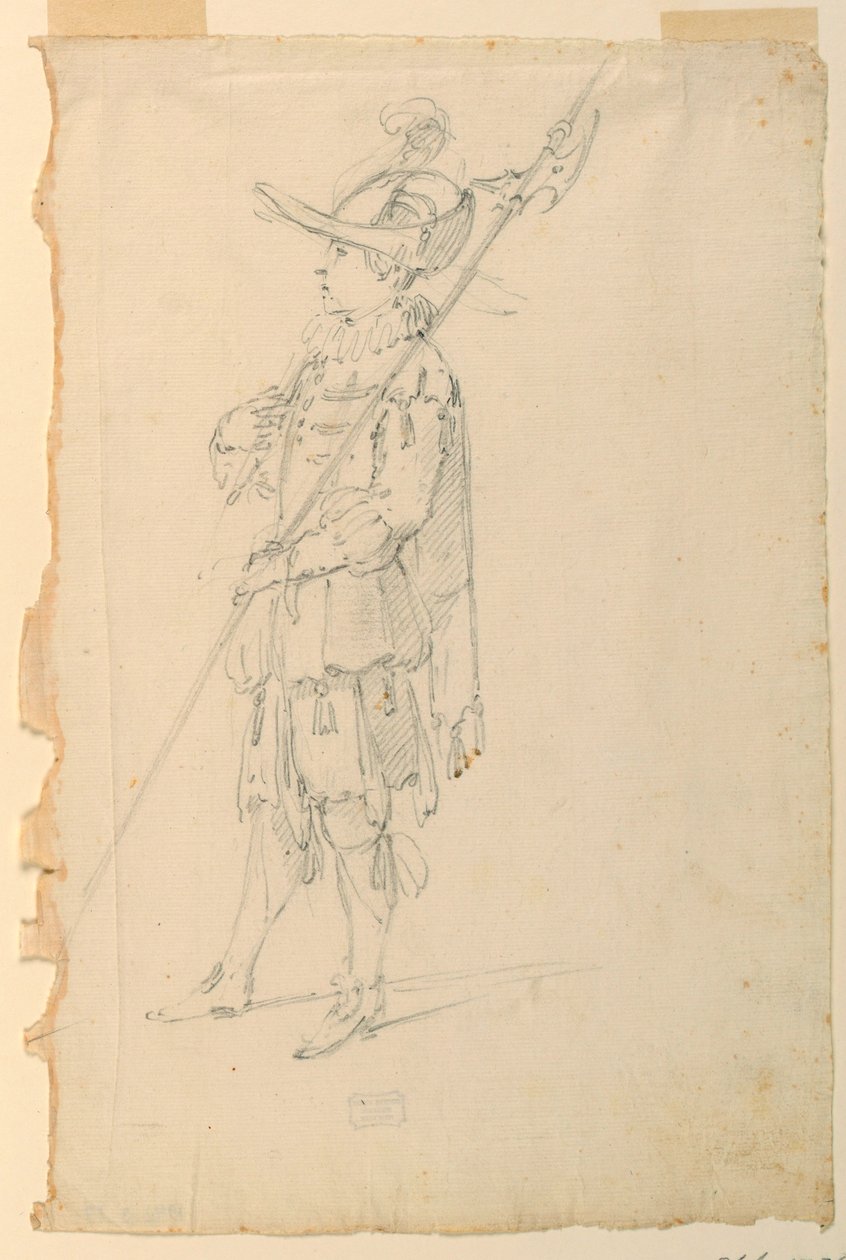 Kresba, kostýmní výprava: Halapartník pro balet, cca 1720 od Unknown artistUnknown artist