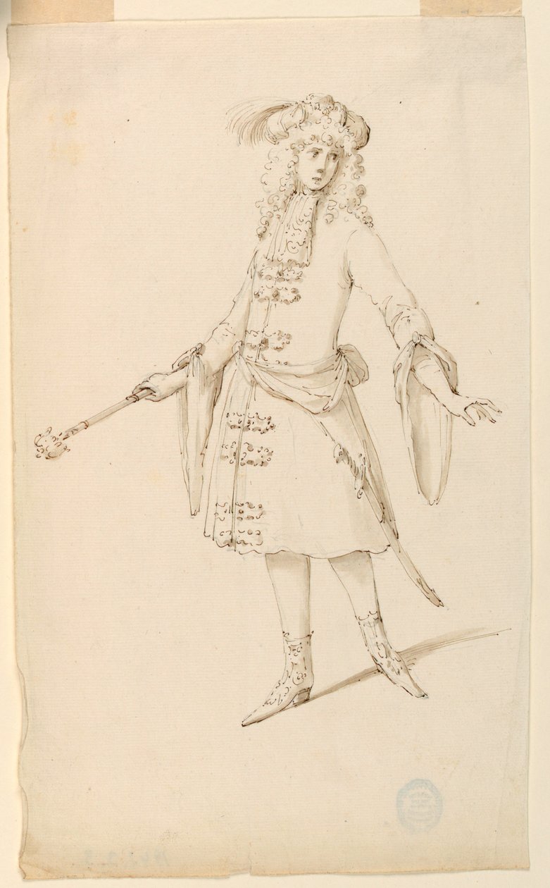 Kresba, kostýmní výprava: Šlechtic, král nebo princ pro balet, cca 1720 od Unknown artistUnknown artist