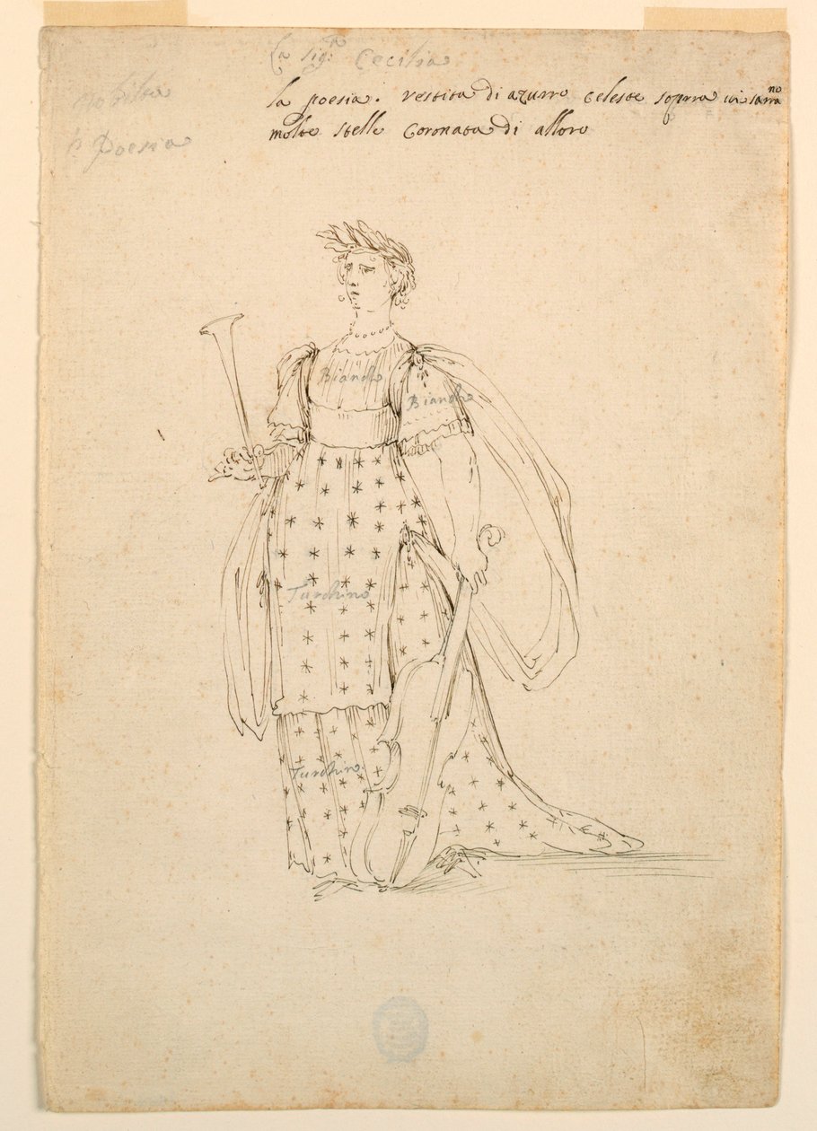 Kresba, kostýmní výprava: Poezie pro balet, cca 1720 od Unknown artistUnknown artist