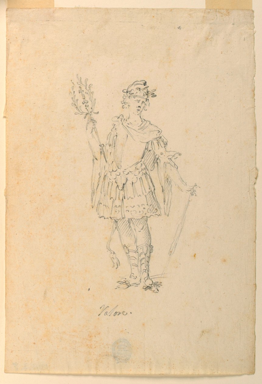 Kresba, kostýmní výprava: Valor for a Ballet, ca. 1720 od Unknown artistUnknown artist