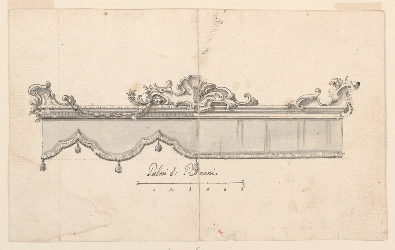 Kresba, Hřeben baldachýnu (V: figurální náčrty), asi 1750-75 od Unknown artistUnknown artist