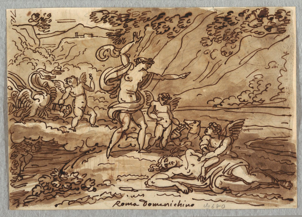 Kresba, Adonisova smrt, 1813-18 od Unknown artistUnknown artist