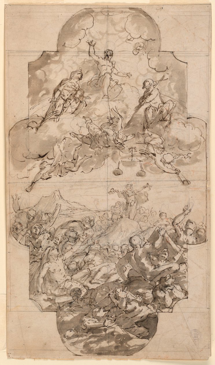 Kresba, Návrh stropu kostela, 1700-1750 od Unknown artistUnknown artist