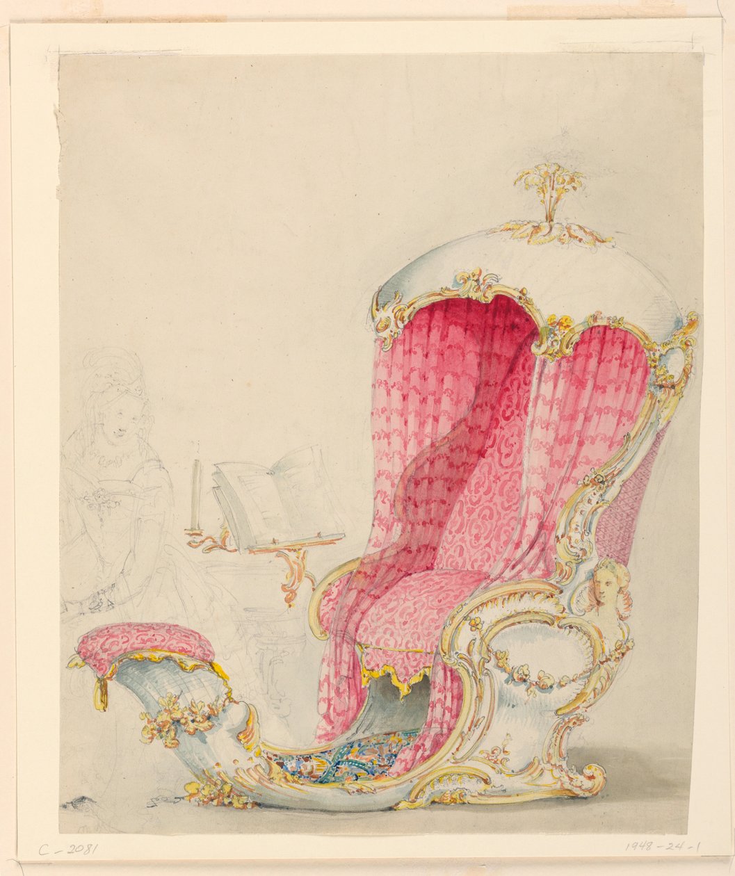 Kresba, Návrh lehátka, cca 1810 od Unknown artistUnknown artist