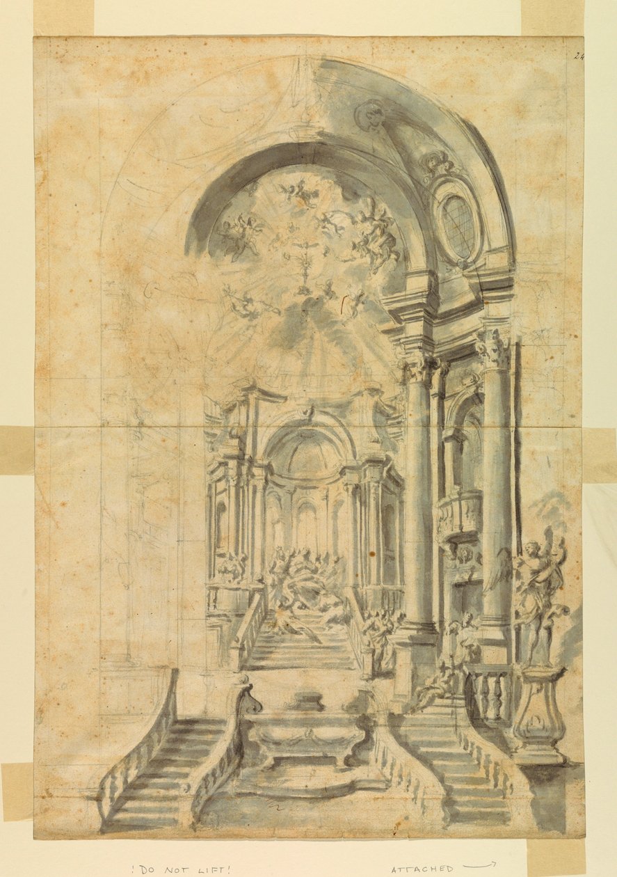 Kresba, Návrh kostelní slavnosti, asi 1700 od Unknown artistUnknown artist