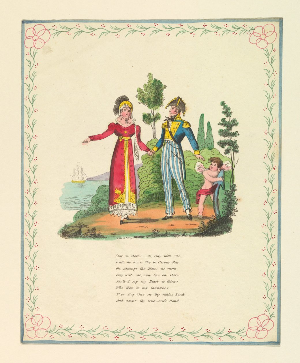 Blahopřání, "Zůstaň na břehu, - ach, zůstaň se mnou...", ca. 1821 od Unknown artistUnknown artist