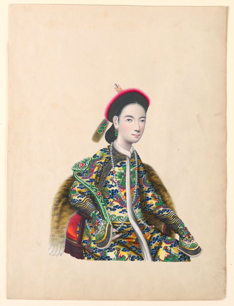 Miniatura, portrét sedící dámy, ca. 1820-60 od Unknown artistUnknown artist