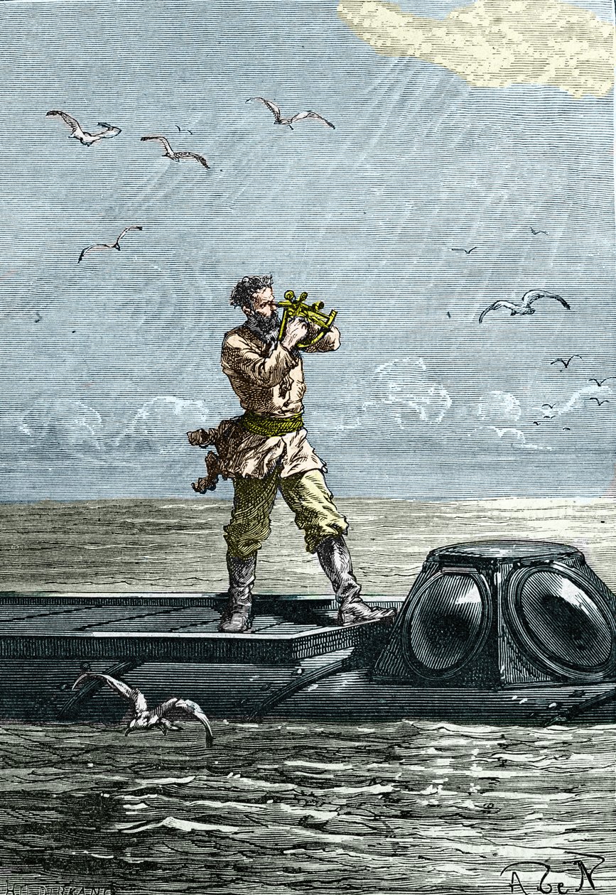 20 000 mil pod mořem. Kapitán Nemo na ponorce „Nautilus“. Ilustrace z románu Julese Verna „Dvacet tisíc mil pod mořem“ (Dvacet tisíc - 20 000 - 20 000) od Unknown artist