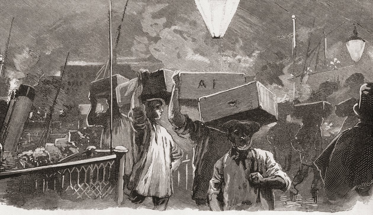 5 hodin ráno na rybím trhu v Billingsgate, Londýn, Anglie v 19. století od Unknown artist