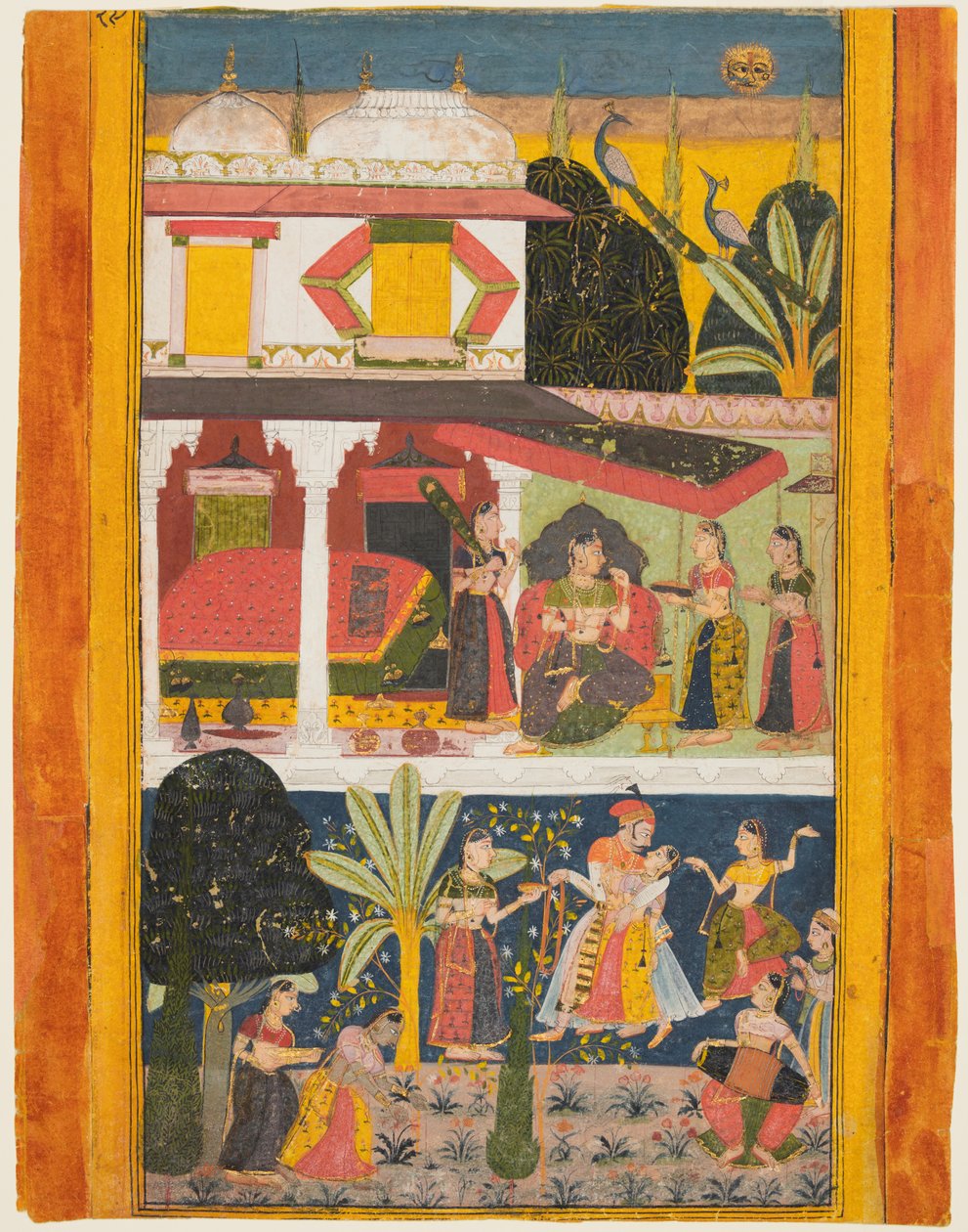 Hrdinka a její milenec: Malavi Ragini z Ragamaly od Unknown artist