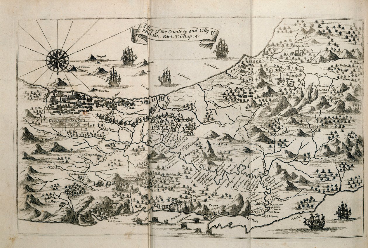 Mapa země a města Panama. Část. 3 : kapitola : 5. (rytina) od Unknown artist