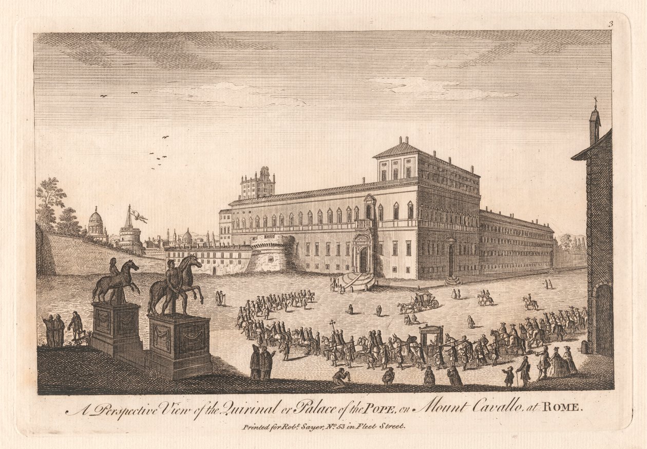 Perspektivní pohled na Quirinal nebo palác papeže, na hoře Cavalle v Římě od Unknown artist