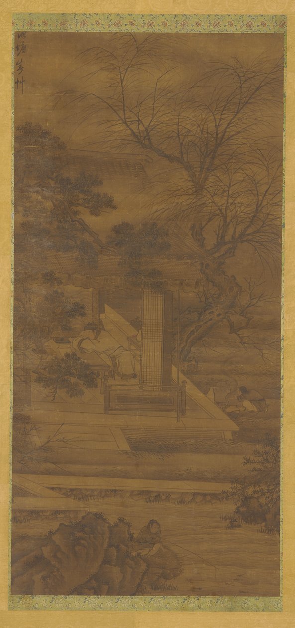Básník snící ve svém pavilonu na břehu řeky od Unknown artist
