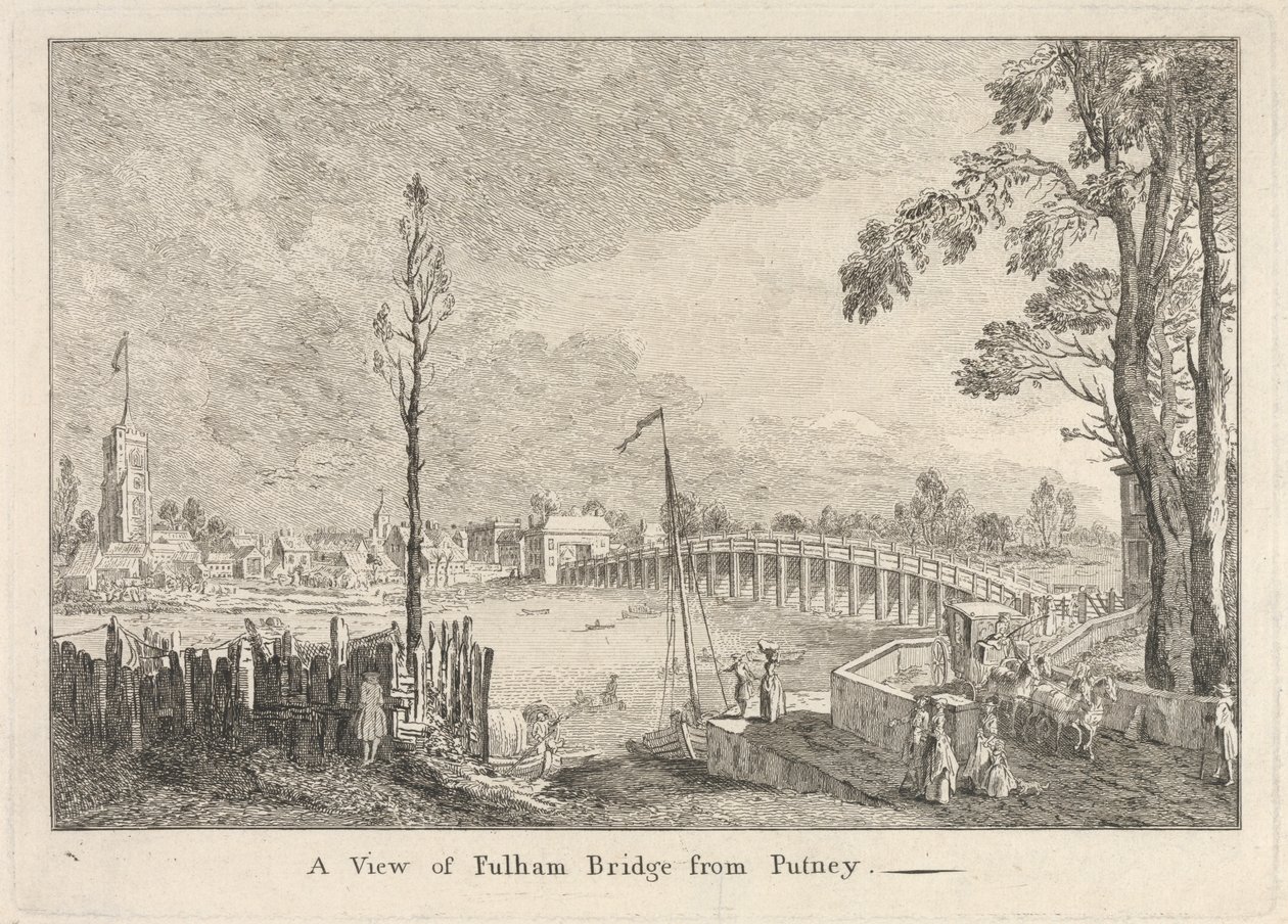 Pohled na Fulhamský most z Putney od Unknown artist