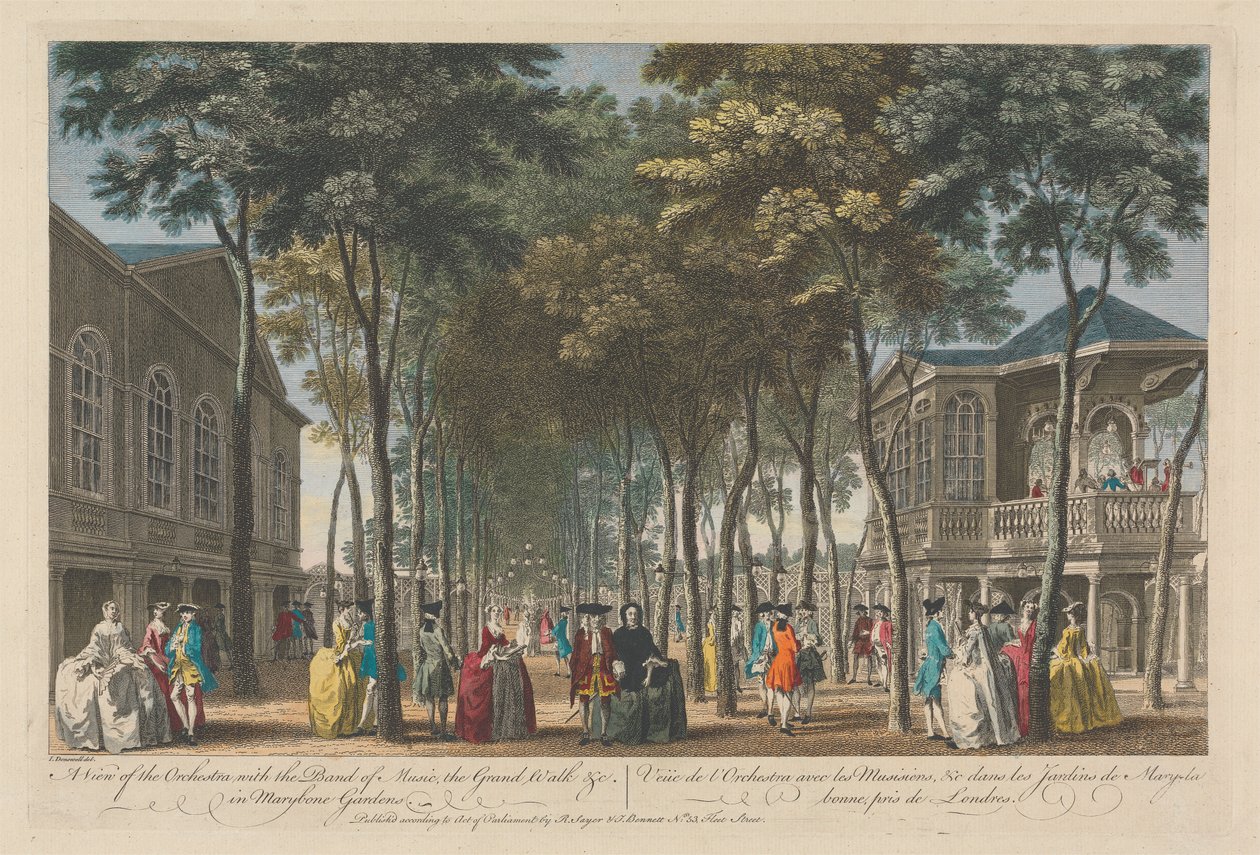 Pohled na orchestr s Band of Music, Grand Walk atd. v Marybone Gardens od Unknown artist