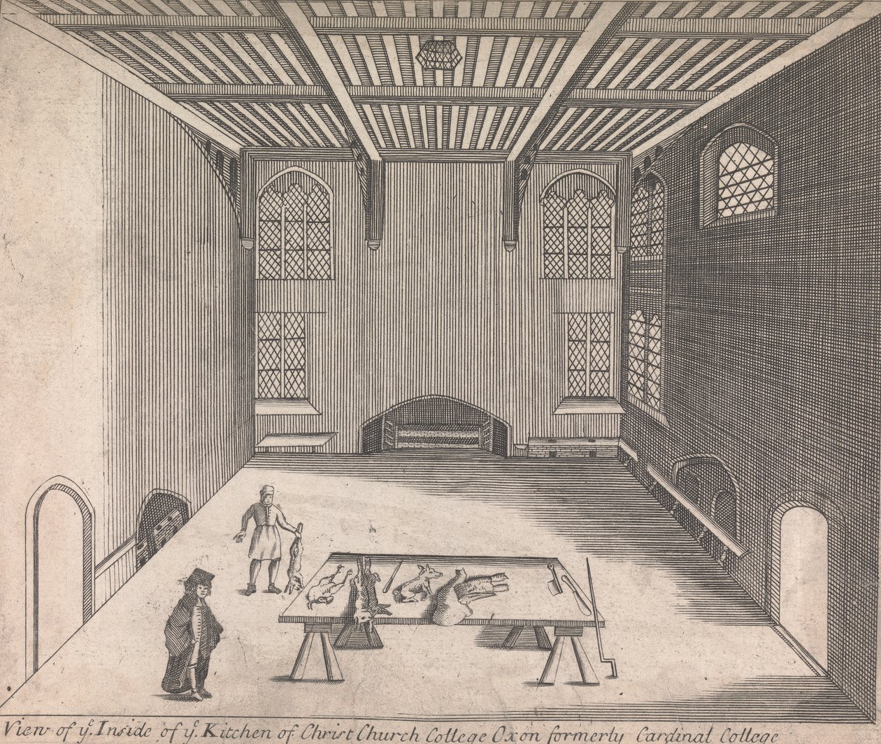 A View of ye Inside of ye Kitchen of Christ Church College, Oxon dříve Cardinal College; [není očíslováno] (svazek jedna) od Unknown artist