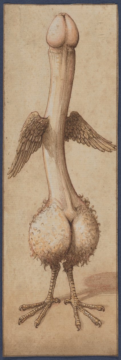 Okřídlený falus ve tvaru ptáka od Unknown artist
