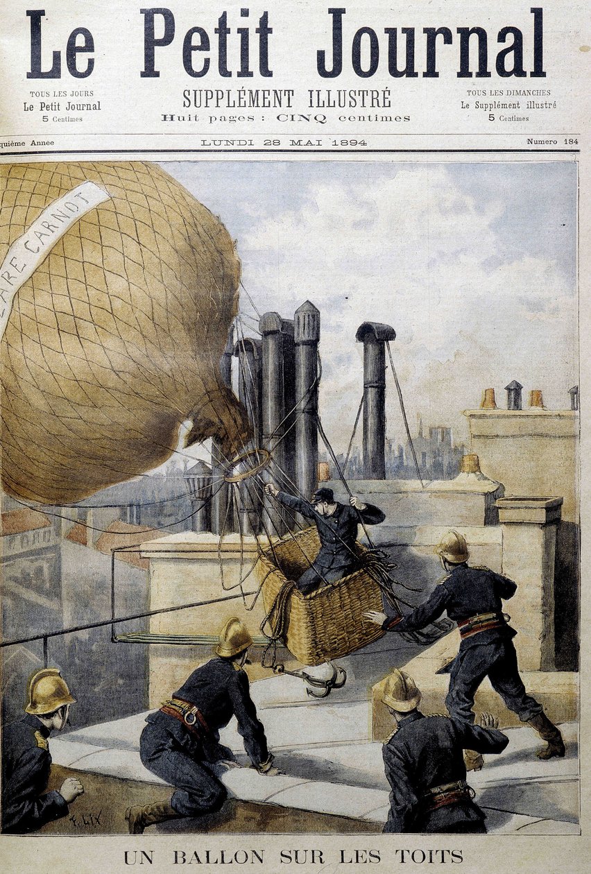 Balón na střechách: záchrana hasičů - v „“Le Petite Journal““ od Unknown artist