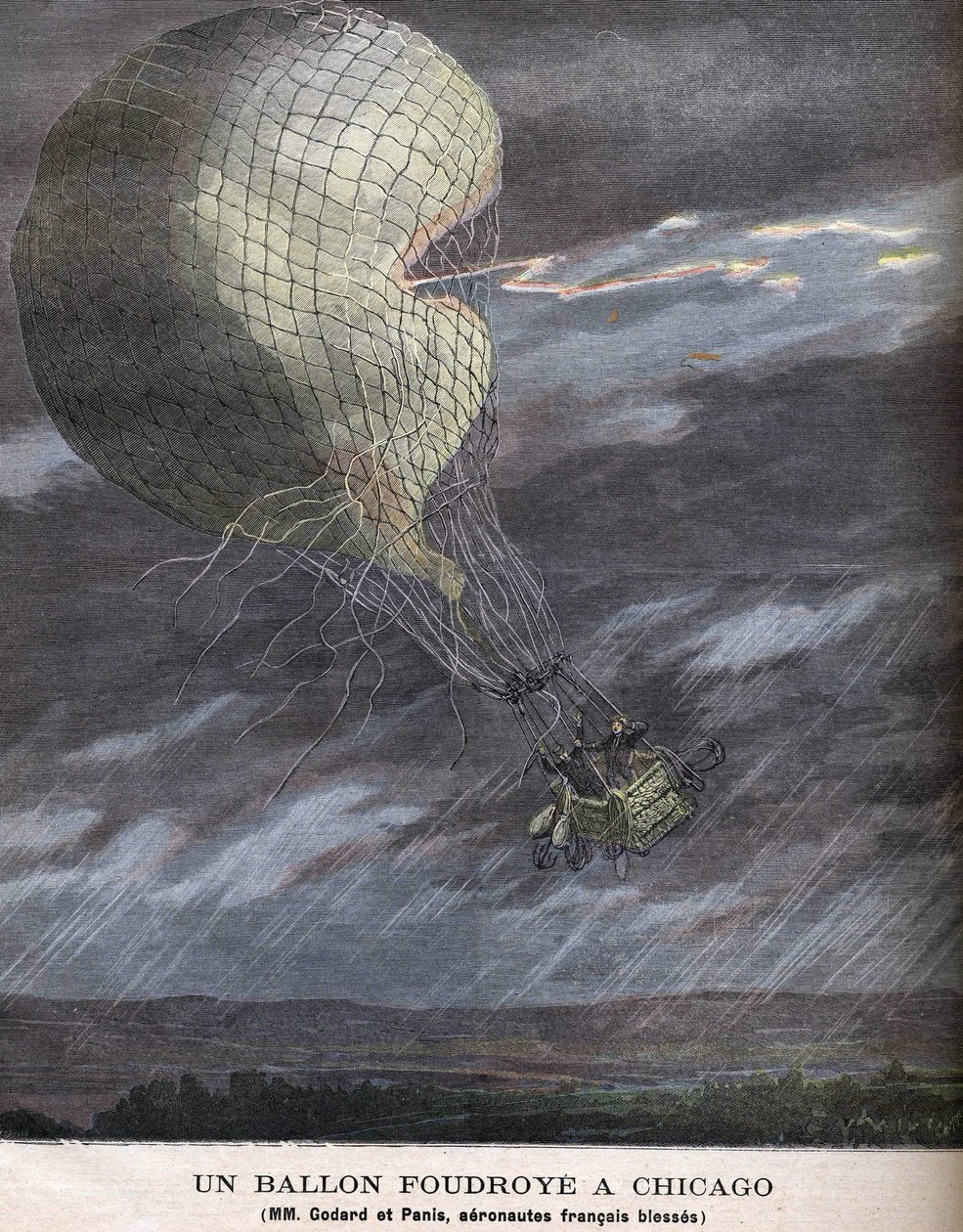 Balón zasáhl Chicago Louis Godard Jr. (1858-1933) a Panis byl zraněn v SOBOTU 25. července od Unknown artist