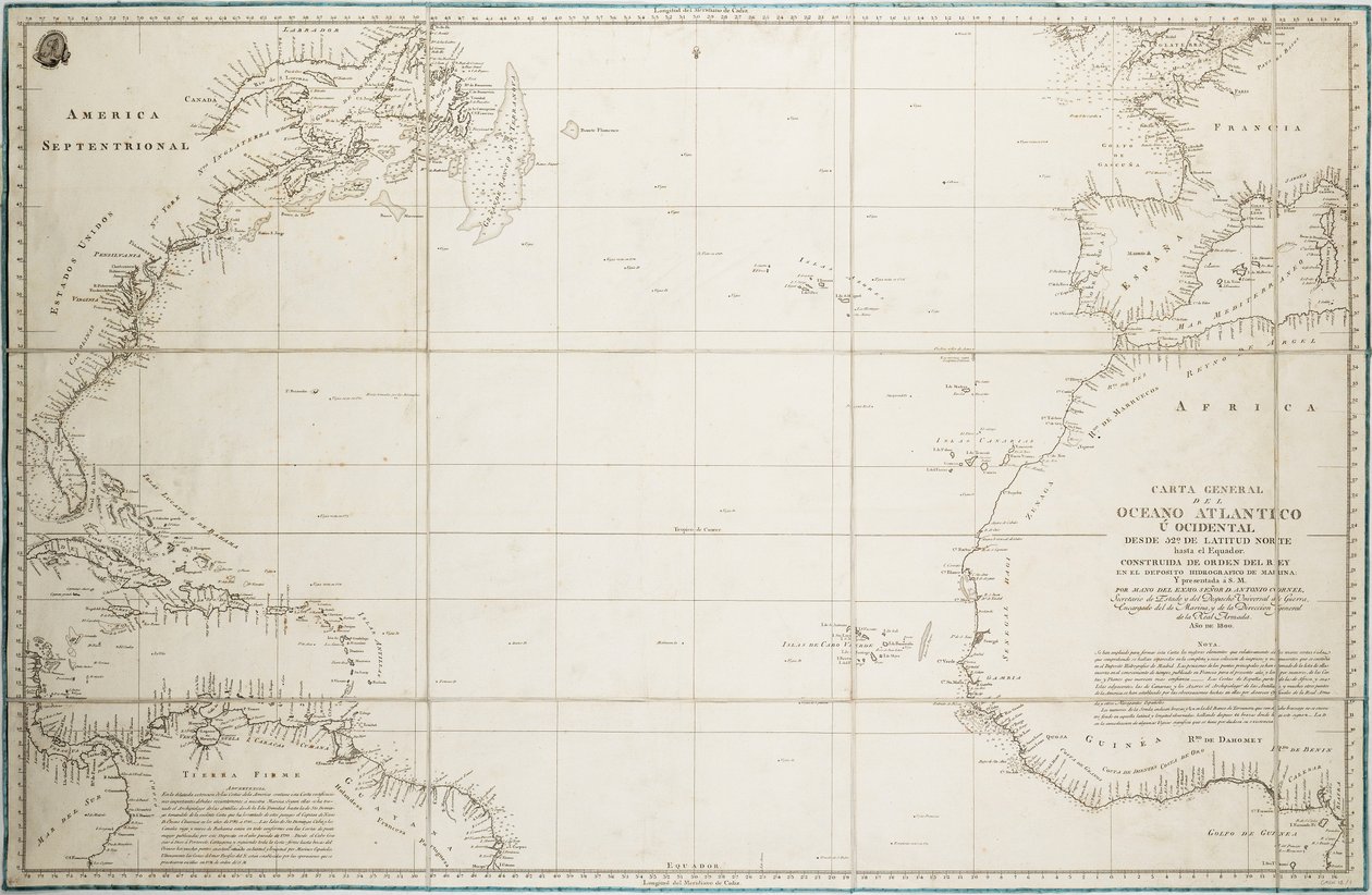 Generální mapa Atlantského oceánu severně od rovníku od Unknown artist