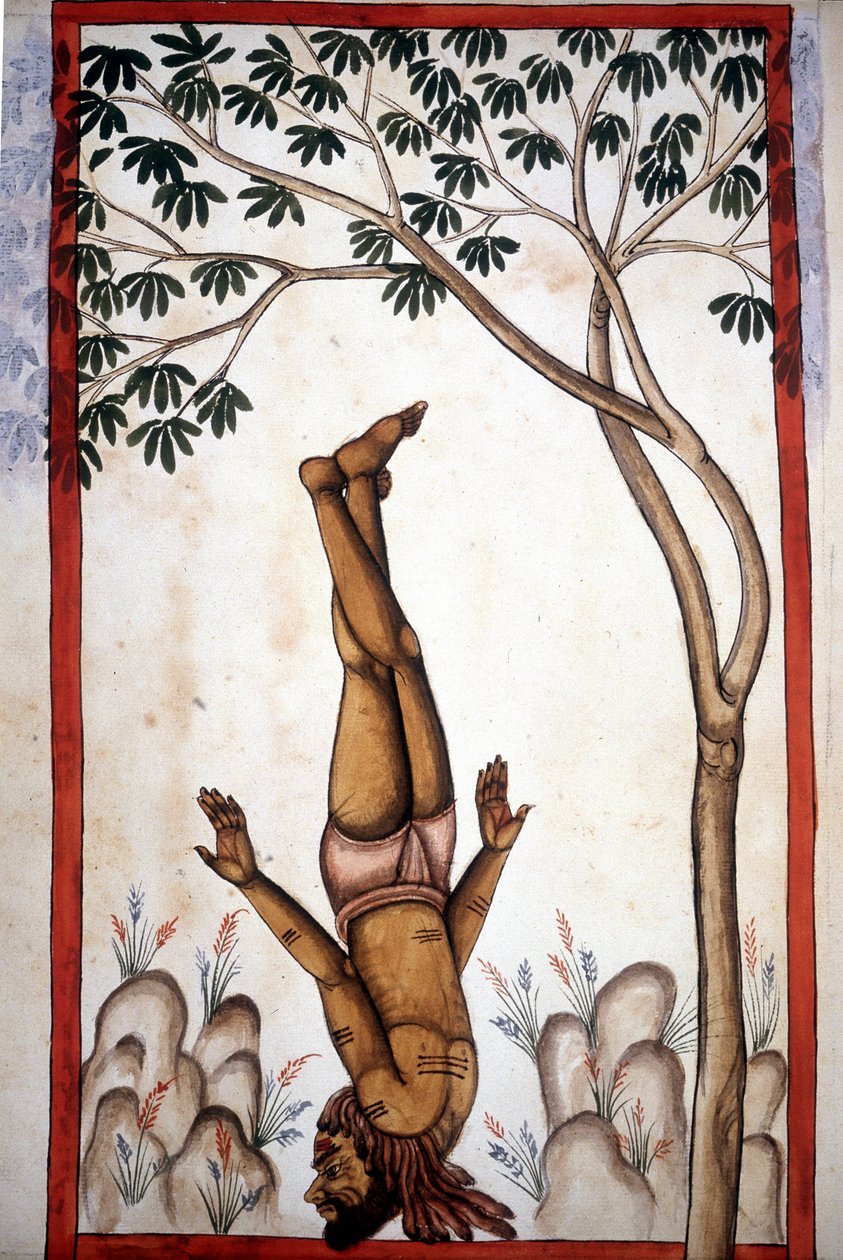 Fakír stránky z rukopisu (ms.8300) „Historie Mogolu““ (Moghul nebo Moghol) od Stefana Nivibuse Cardeiry. 18. století. Bibloteca marciana, Benátky od Unknown artist