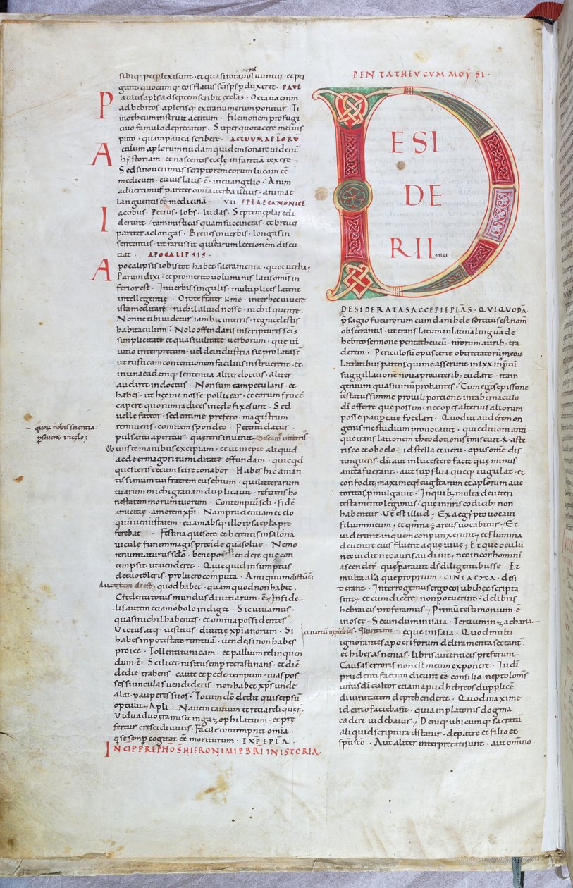 Stránka z Bible z 11. století s velkým písmenem D od Unknown artist
