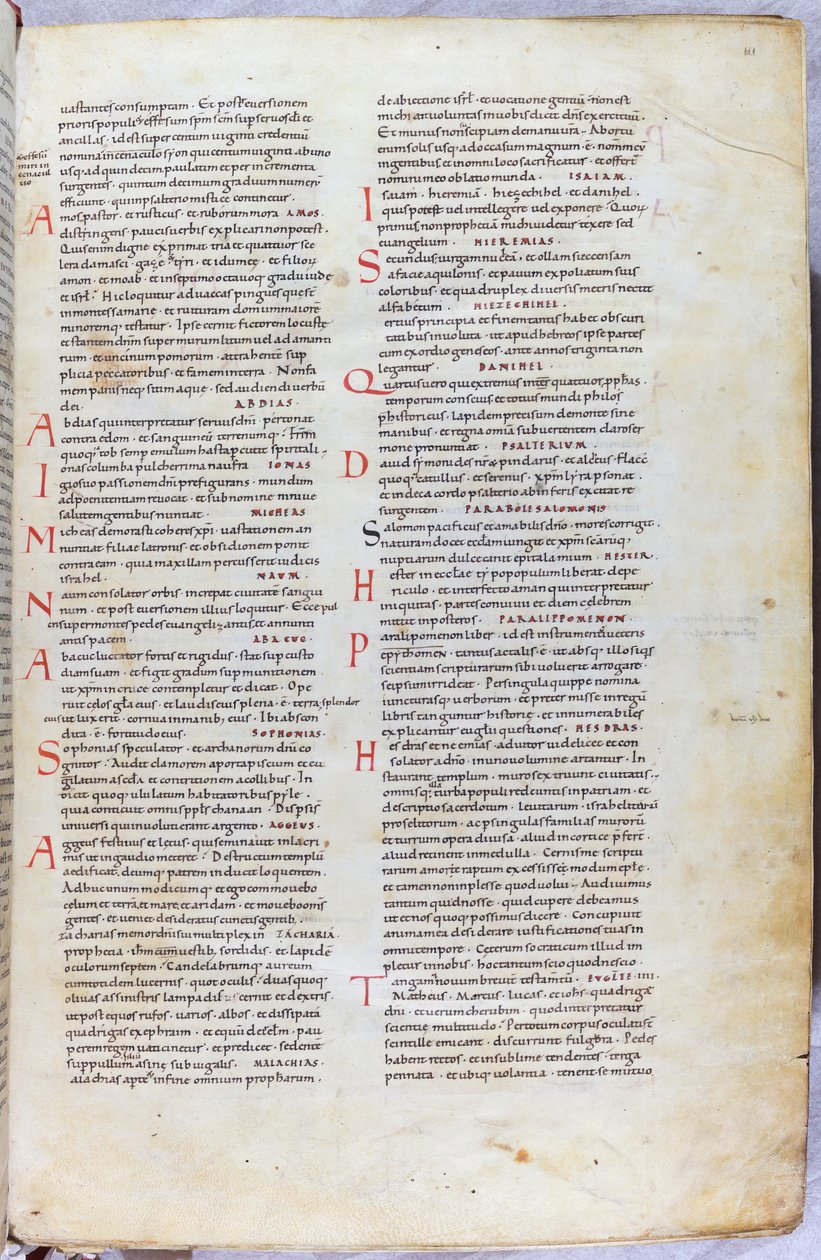 Stránka z Bible z 11. století, která představuje jednotlivé knihy Starého zákona. od Unknown artist