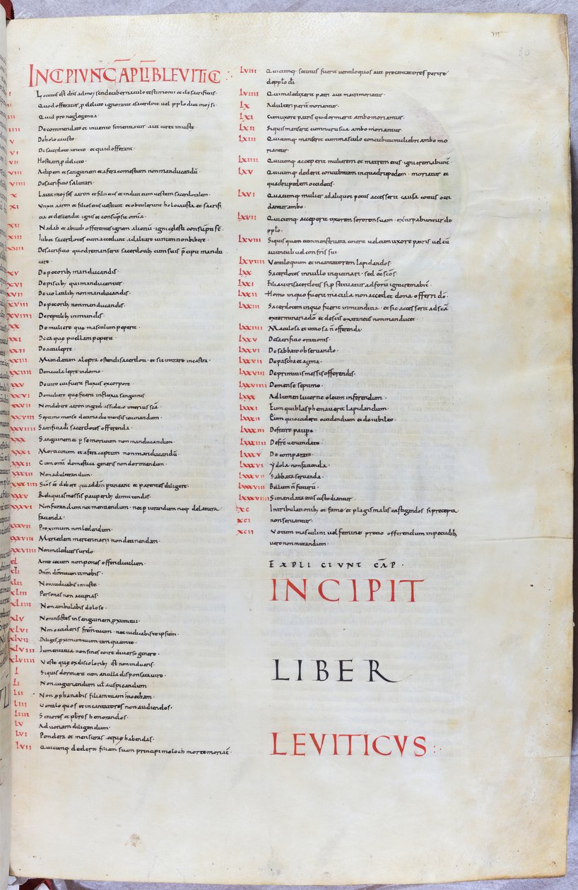 Stránka z Bible z 11. století s incipitem knihy Leviticus od Unknown artist