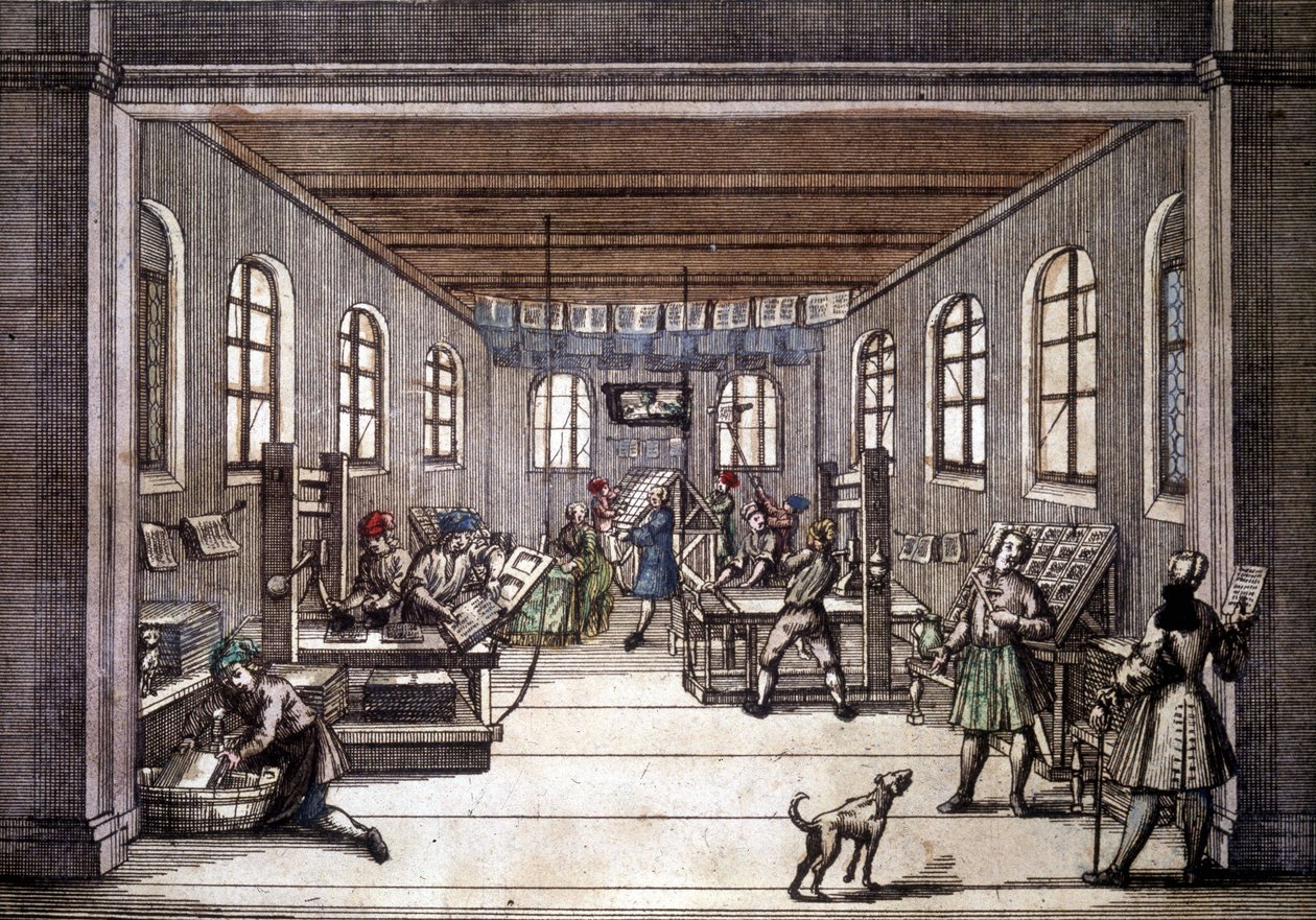 Tiskárna na počátku 18. století. od Unknown artist