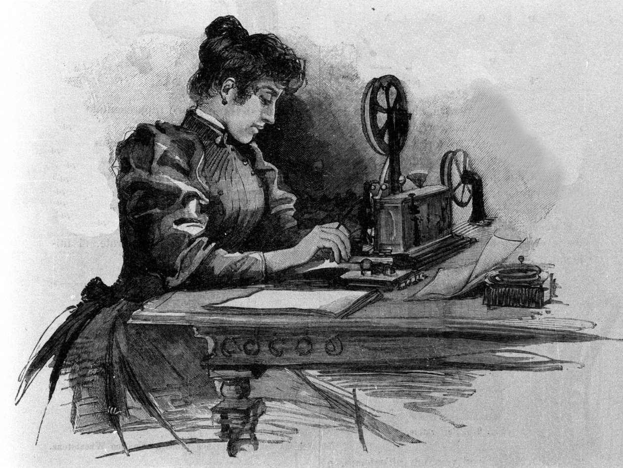 Telegrafní operátor vynalezený americkým vynálezcem Samuelem Finley Breese Morsem (1791-1872). Rytina 19. století od Unknown artist