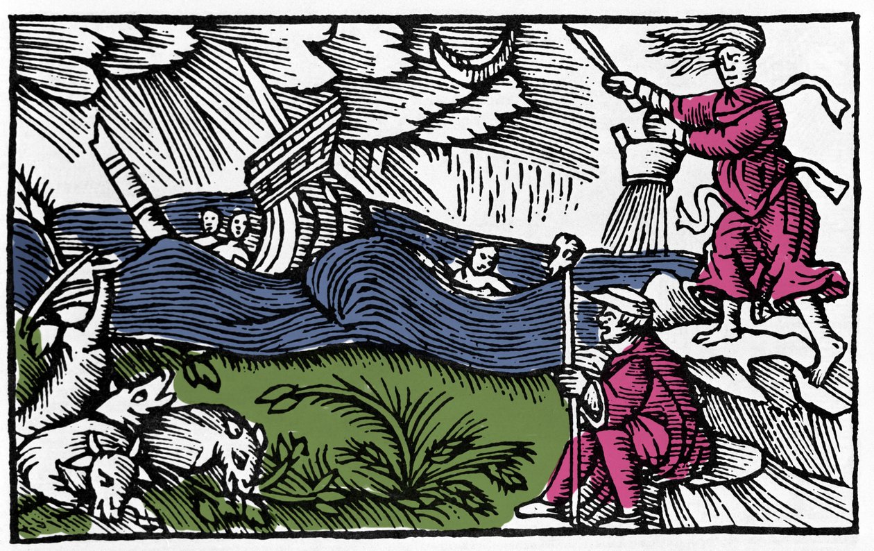 Čarodějnice způsobí bouři podle "Historie severního národa" od Olause Magnuse, Řím 1555 od Unknown artist