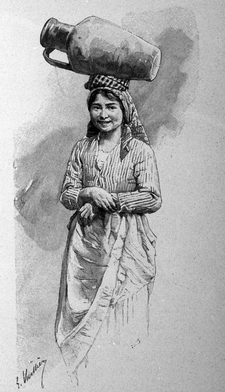 Mladá Sicilka nesoucí na hlavě džbán. od Unknown artist