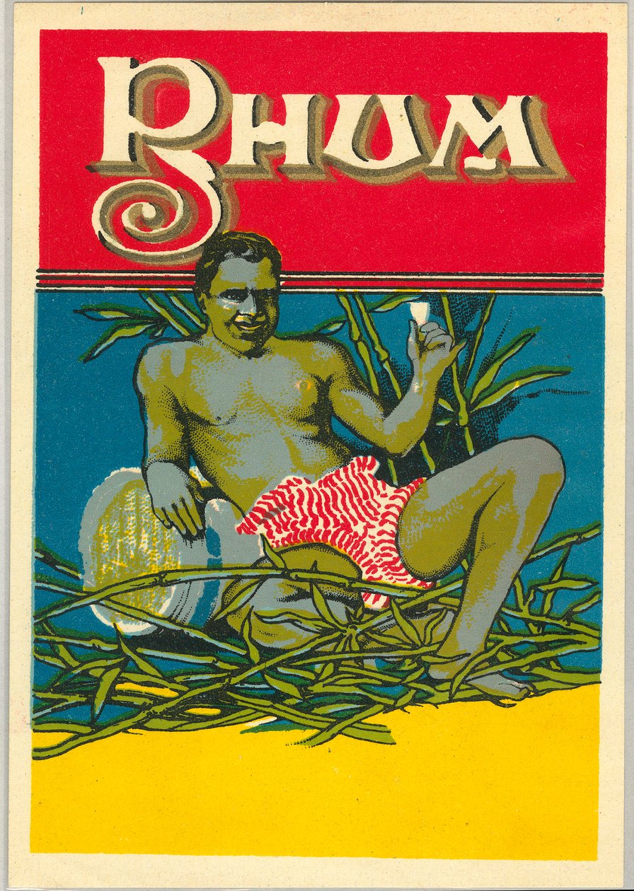 Mladý černoch v ruce drží sklenku rumu (reklama) (Chromolitografie od Unknown artist
