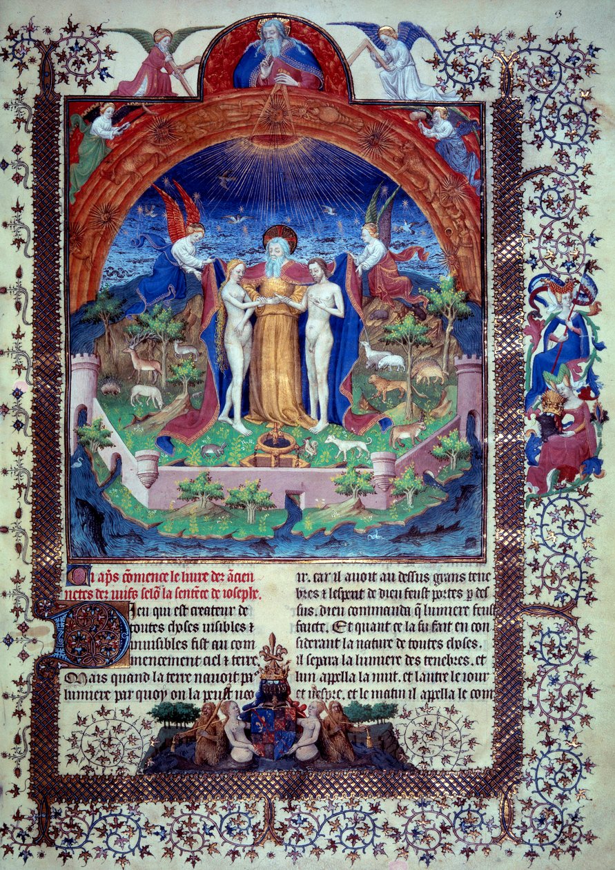 Miniatura Adam a Eva v pozemském ráji z „Židovské starožitnosti nebo židovské starožitnosti““ od Flavia Josepha od Unknown artist