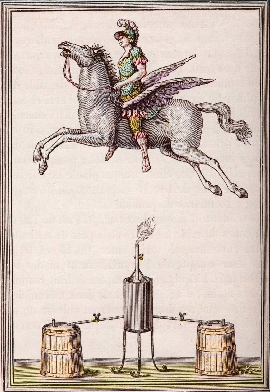 Aerostatická figura 6 stop 8 palců dlouhá, 9 stop 6 palců vysoká vyrobená bratry Enslenovými (Christian Gottfried od Unknown artist
