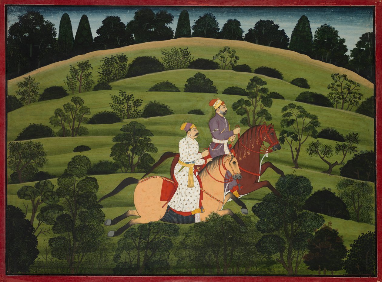 Akrura jede směrem k Dwarce, stránka z velké Basohli Bhagavata Purana od Unknown artist