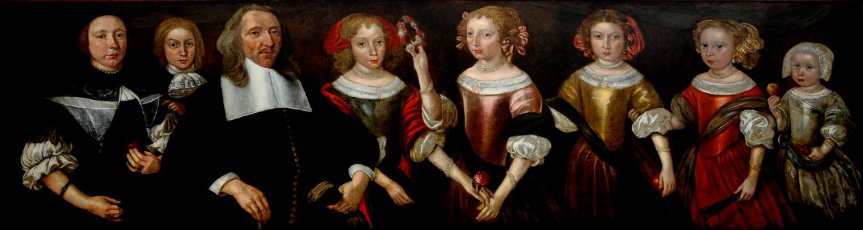 Radní Crowle a jeho rodina, asi 1665 (olej na desce) od Unknown artist